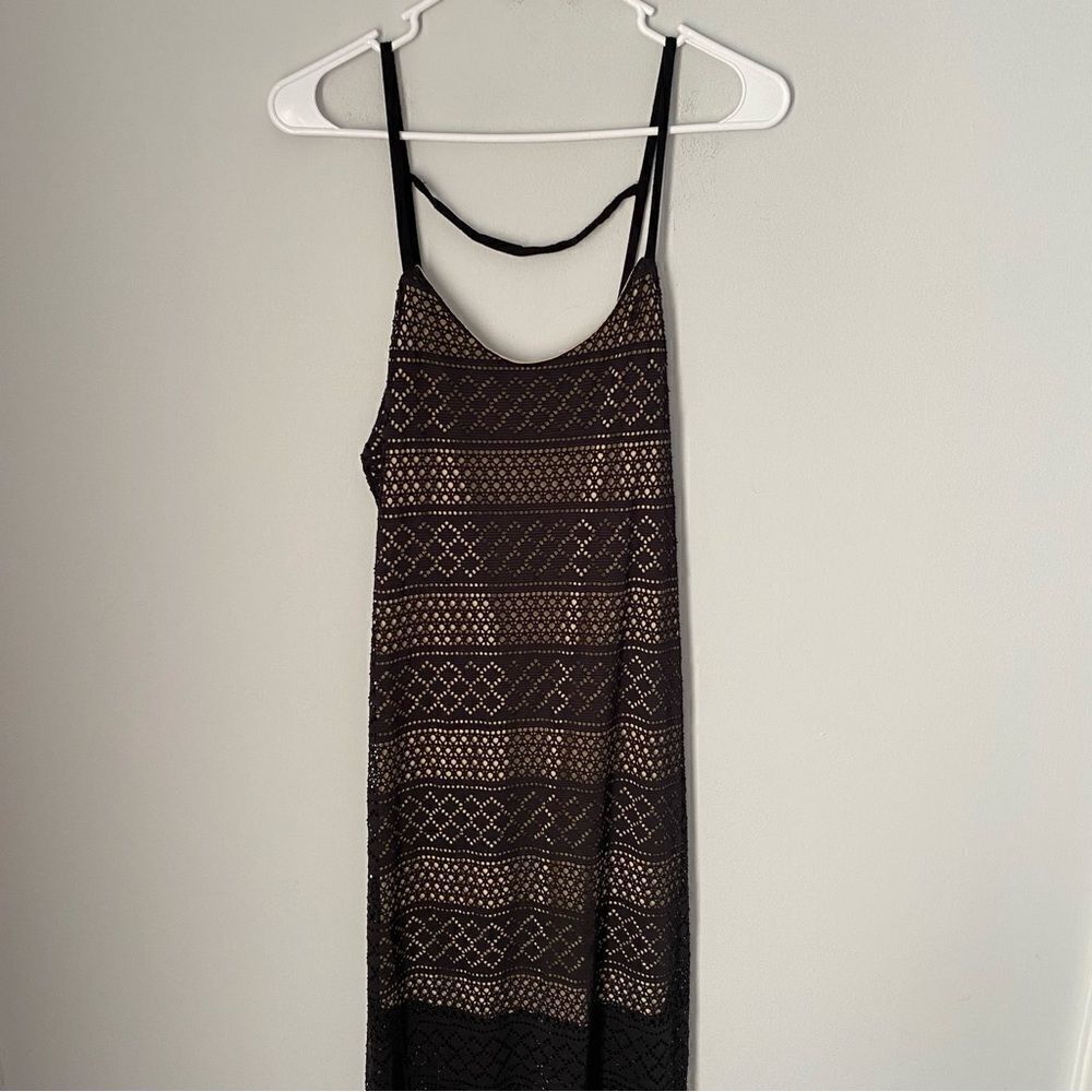 Joe & Elle Women’s Eyelet Lined Maxi Black Slip Dress size L